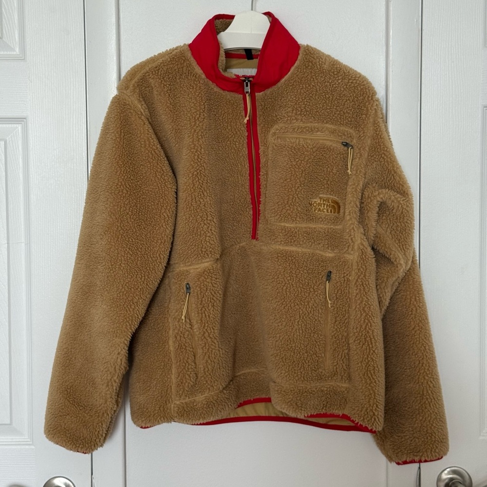 The North Face Tan Jacket with Red Accents